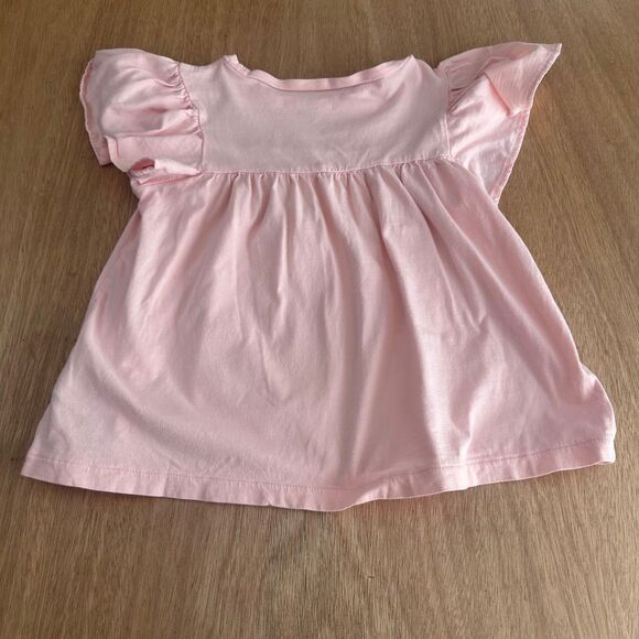 Girls Pink Flutter Sleeve Embroidered Boho Top 4T - Picture 2 of 2